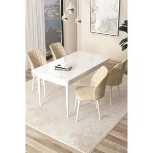 Arp - White, Cream White
Cream Dining Table & Chairs Set (5 Pieces)