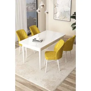 Arp - White, Mustard White
Mustard Dining Table & Chairs Set (5 Pieces)