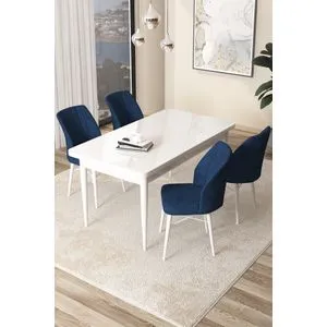 Arp - White, Navy Blue White
Navy Blue Dining Table & Chairs Set (5 Pieces)