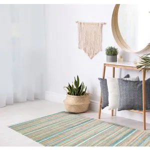 As 04 - Plavi Višebojni Tepih za Hol (80 x 300 cm)