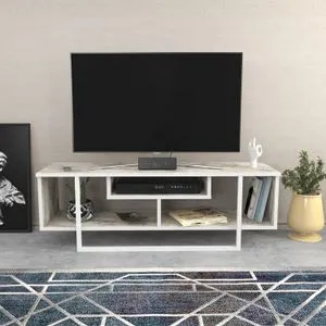 Asal 120 - Ephesus, White White TV Stand