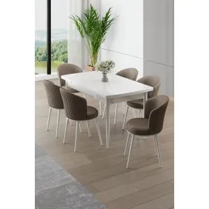 Asfel - White, Cappuccino White
Cappuccino Extendable Dining Table & Chairs Set (7 Pieces)