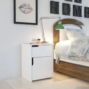 Asra White Nightstand