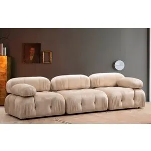Atelier Del Sofa Bubble 3 Sedišta (L1-O1-1R) - Baršunasta Krem Sofa