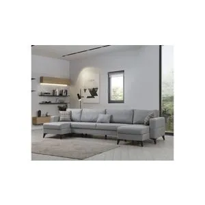 Atelier Del Sofa modularna ugaona garnitura na razvlačenje Kristal 3 + ugao, 351 cm, svetlosiva