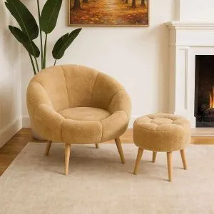 Atelier Del Sofa set fotelja i tabure Lida, braon