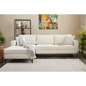 Atelier Del Sofa ugaona garnitura Berlin, leva, 258 cm, krem / crna