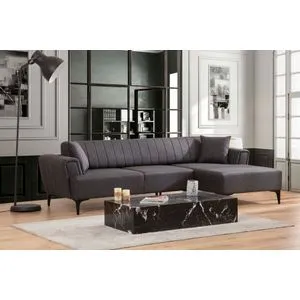 Atelier Del Sofa ugaona garnitura na razvlačenje Hamlet, desna, 270 cm, tamnosiva