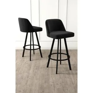 Atex - Black Black Bar Stool Set (6 Pieces)