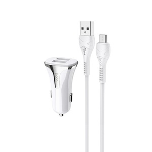 Auto punjac HOCO Z31 QC3.0 2xUSB sa micro USB kablom beli