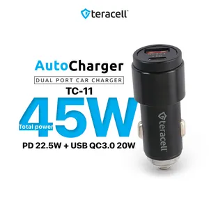 Auto punjac Teracell Evolution TC-11 PD 22.5W + USB QC3.0 20W, 45W (total) sa PD Lightning kablom...
