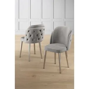 Axle - Sivi, Hrom Sivi Set Stolica (6 Komada)