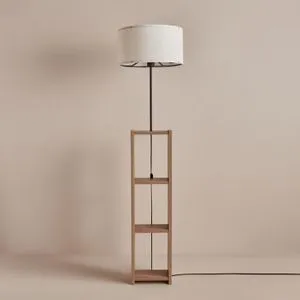 AYD-3468 Bela Drvena Podna Lampa