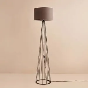 AYD-3496 Crna i Braon Podna Lampa