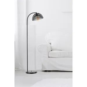 Azra Siyah Ufo Başlıklı Lambader Black Floor Lamp