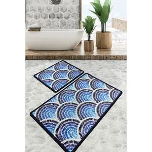 Azul - Blue Multicolor Bathmat Set (3 Pieces)