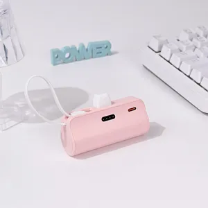 Back up baterija privezak 5000mAh fast lightning roze