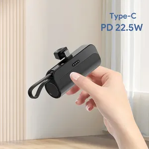 Back up baterija privezak 5000mAh Type C crna