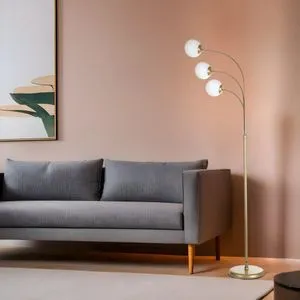 Badi 3 Lü Eskitme Beyaz Camni Lambader Gold