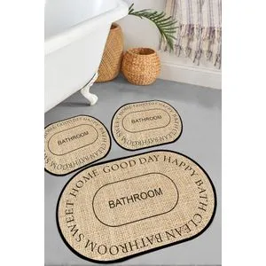 Baindos - Beige Beige Bathmat Set (3 Pieces)