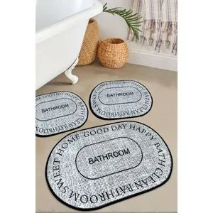 Baindos - Grey Grey Bathmat Set (3 Pieces)