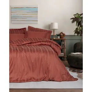 Bamboo Stripe - Set posteljine od bambusa u crvenoj boji