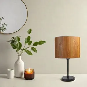 Bambu 01 Abajurlu Masa Lambası - Crna