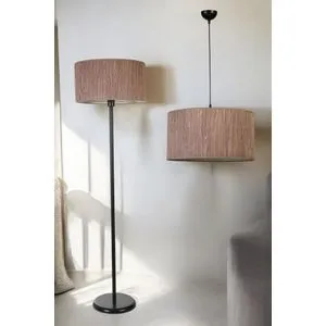 Bambu 04 Avize Lambader 2 Li Set Pink Chandelier & Floor Lamp Set