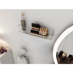 Banyo Makyaj Rafı, Baharatlık - Chrome Chrome Wall Shelf
