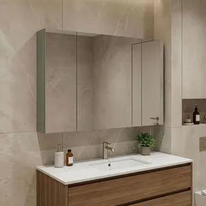 Bari 100 - 670 Matte Green Bathroom Cabinet With Mirror