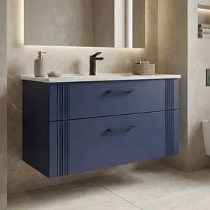 Bari 100 v2 - 280 Matte Navy Blue Bathroom Cabinet With Sink