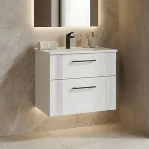 Bari 65 v2 - 268 Matte White Bathroom Cabinet With Sink