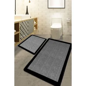 Barley - Black Multicolor Bathmat Set (2 Pieces)