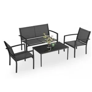 Baštenska garnitura set dvosed + stolice + sto crna Milano 24-SA01901