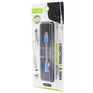 Bavin adapter AUX-19 lightning na 3.5mm bela 0.1m