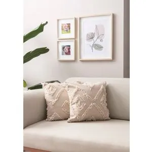 Beige 2028 Beige Cushion Cover Set (2 Pieces)