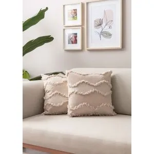 Beige 2029 Beige Cushion Cover Set (2 Pieces)