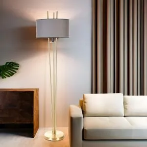 Belen Eskitme Lambader sa Koničnim Abajurima u Tamno Sivoj i Zlatnoj Boji