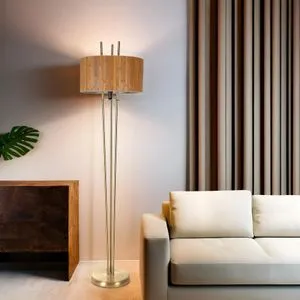 Belen Eskitme Lambader Silindir Bambu 01 Abajurlu Oak Gold