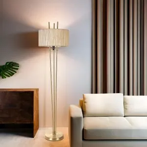 Belen Eskitme Lambader Silindir Bambu 09 Abajurlu Oak Gold