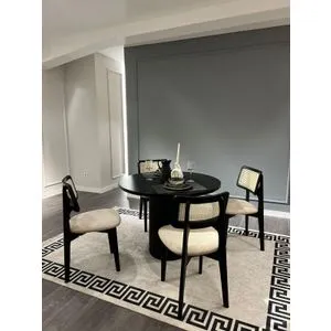 Bell - Crni i beli set trpezarijskog stola i stolica (5 komada)