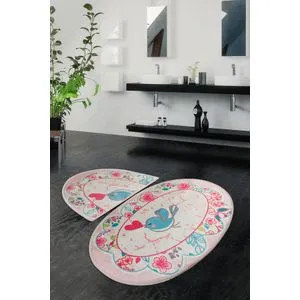 Bemol Oval Multicolor Bathmat Set (2 Pieces)