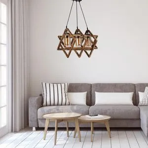 Berlin Ahşap 3 Lü Sarkıt Yanık Brown Chandelier