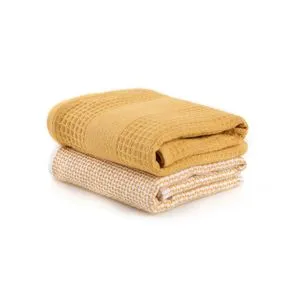 Betty - Mustard Multicolor Wash Towel Set (2 Pieces)