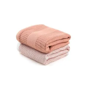 Betty - Salmon Multicolor Wash Towel Set (2 Pieces)