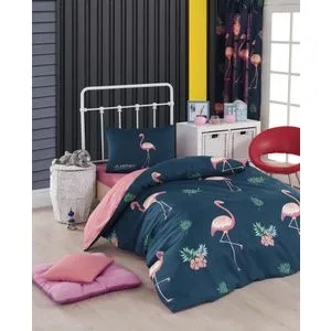Big Filamin - Dark Blue Dark Blue
Pink
Green Single Quilt Cover Set (FR)