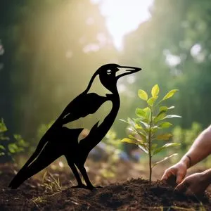 Bird 02 Black Decorative Garden Object