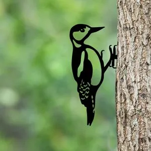 Bird On The Branch 01 - Black Black Decorative Garden Object