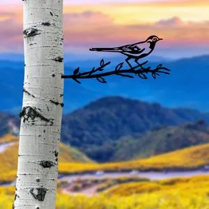 Bird On The Branch 05 - Black Black Decorative Garden Object
