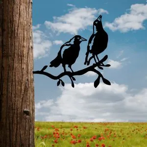Bird On The Branch 09 - Black Black Decorative Garden Object